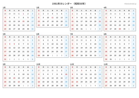 1981年11月11日|1981年カレンダー (昭和56年):旧暦、祝日、六曜、月齢、干支入り